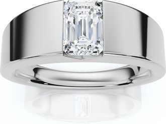 Pompeii3 Mens 1Ct Emerald Cut Diamond Wedding Anniversary Ring 14k Gold or Platinum