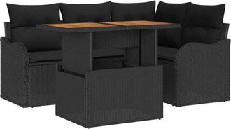 vidaXL Garden Sofa Set with Storage 5 pcs Black Poly rattan vidaXL