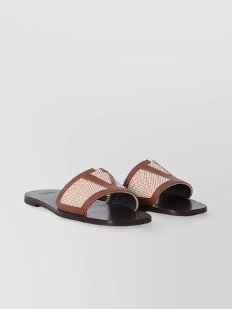 Valentino Garavani leather canvas slide sandals