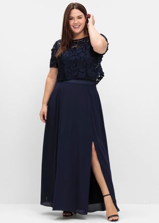 Sheego Tunikashirt SHEEGO Shirttunika, Damen, Gr. 40, blau (marine), 90% Polyester, 10% Elasthan, unifarben, Rundhals, Shirts Tunikashirt