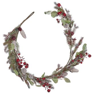 Beliani Guirnalda Artificial De Navidad Decoraci&oacute;n De Interior 150cm Verde Y Roja Irun