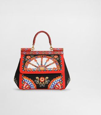 Dolce & Gabbana Small Carretto-print Sicily Handbag - Woman Handbags Multicolor Onesize