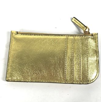 Versace Gold Leather Coin Purse/Coin Case (Pre-Owned)