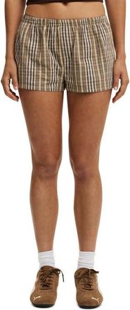 Cotton On Womens Hazel Micro Short in Brown Check at Nordstrom, Size 10