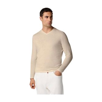 Brooks Brothers Truien & Vesten, Heren, Beige, XL, Katoen, Katoenen Linnen V-hals Trui