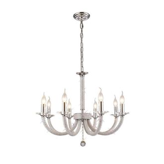 Netlighting Elena Ceiling Pendant Chandelier 8 Light Polished Chrome Crystal in Grey