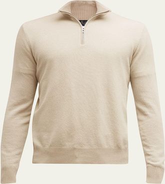 Loro Piana Mens Roadster 1/4-Zip Cashmere Sweater