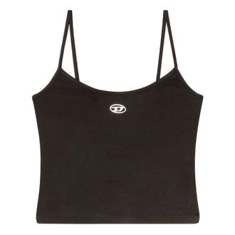 Diesel Sleeveless Tops, female, Black, Size: XS Spaghetti Strap Cropped Top