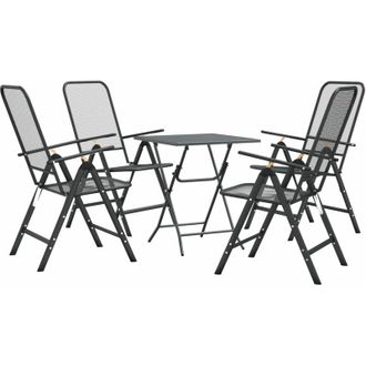 vidaXL Set De Comedor De Jard&iacute;n 5 Pzas Malla Metal Expandido Antracita Vidaxl