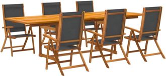 vidaXL Juego Comedor De Jard&iacute;n 7 Pzas Madera Maciza Acacia Y Textileno Vidaxl
