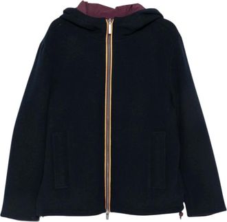 K-Way Claudel Hooded Jacket - Heren - Fleece jassen - Blauw - M - Wol - Fitness