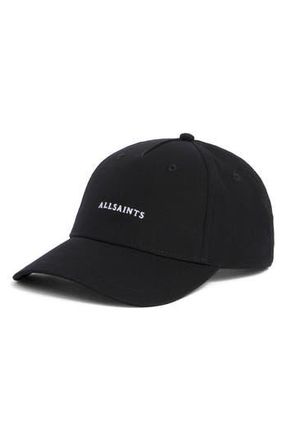 AllSaints Logo Adjustable Baseball Cap in 001 Black at Nordstrom Rack