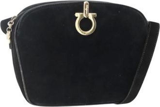 Ferragamo Pre-owned Cross Body Bags, female, Black, Size: ONE SIZE Pre-owned Suede Shoulder Bag