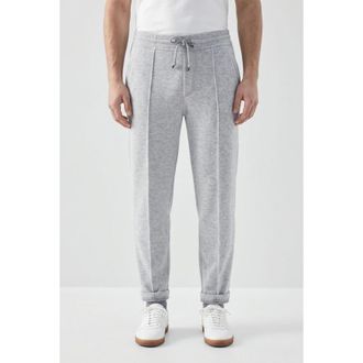 Brunello Cucinelli Light Grey Wool Jogger Trousers, Size X-Large