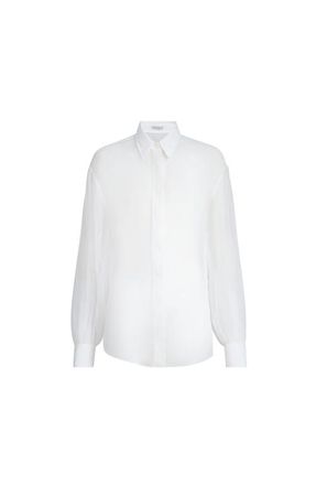 Brunello Cucinelli Crispy silk shirt in White at Nordstrom, Size Xx-Large Eu