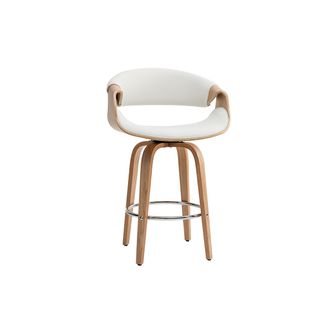 Miliboo Miliboo - Taburete De Bar Moderno Blanco Y Madera Clara 65 Cm Aramis