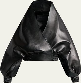 Balenciaga Structured Leather Wrap Jacket