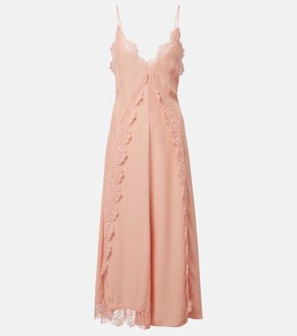 Stella McCartney Lace-trimmed silk midi dress