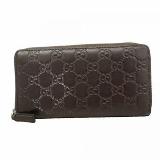 Gucci Brown Leather Long Wallet (Bi-Fold) (Pre-Owned)