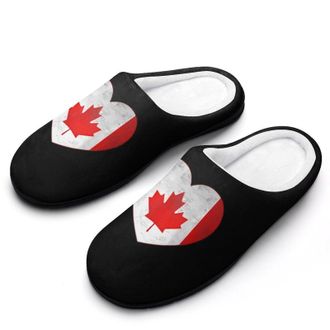 Generic I Love Canada Canadian Flag Funny Mens Slippers Cotton Warm House Shoes Memory Foam Sandals Print Size 7-14