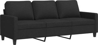 vidaXL Sof&aacute; De 3 Plazas De Tela Negro 180 Cm Vidaxl