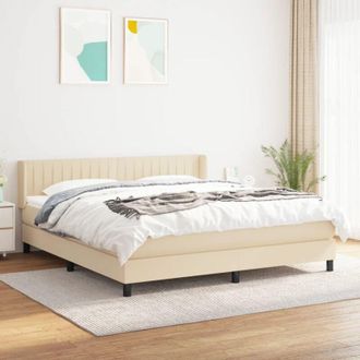 vidaXL Vidaxl - Cama Box Spring Con Colch&oacute;n Tela Color Crema 180x200 Cm