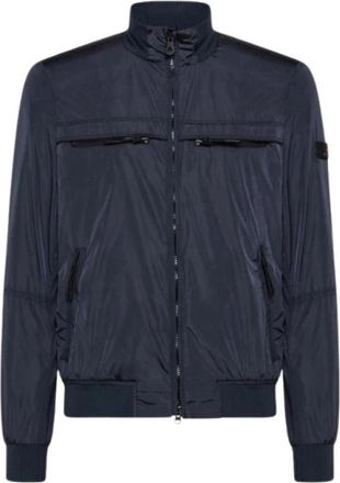 Peuterey Iridescent Nylon Taffeta Biker Jacket - Heren - Bomber jackets - Blauw - S - Nylon - Jassen