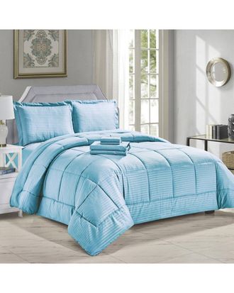 Luxury Home 8Pc Dobby Stripe Comforter Set