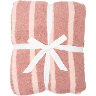 Nordstrom Rack Vertical Stripe Butter Knit Throw in Pink Sepia at Nordstrom Rack