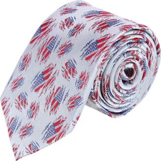 Trafalgar Store Stars & Stripes Secret Silver Silk Novelty Necktie at Nordstrom