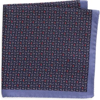 Eton Paisley Silk Pocket Square in Navy at Nordstrom Rack