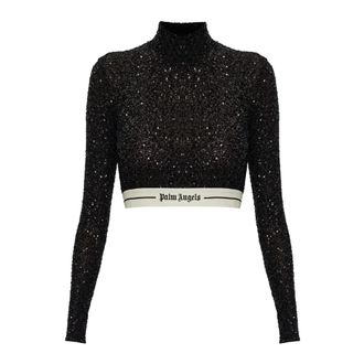 Palm Angels Crop Top - - Tops - Donna - Nero - M