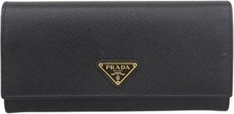 Prada Pre-owned Vintage Long Wallet (bi-fold) - Dames - Vintage Accessoires - Zwart - ONE Size - Leer - Vintage