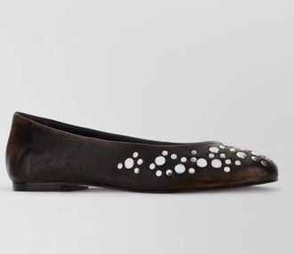 Gimaguas leather ballerina flats round toe studs
