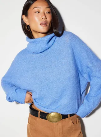 Ichi Womens Touch of alpaca loose turtleneck sweater