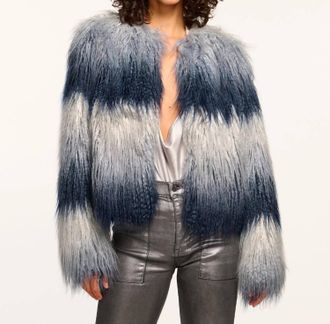 Ramy Brook Sameul Faux Fur Coat In Navy Ombre