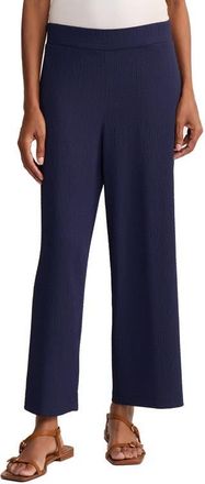 Jones New York Crinkled High Waist Crop Wide Legs Pants in Pacific Navy at Nordstrom, Size X-Small