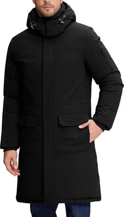 Heekpek TOMEEK Mens Jackets Winter Warm Long Mens Coats Thermal Puffer Jacket Thicken Windproof Parka Coat Hooded Zip Up Outdoor Winter Jackets for Men with P