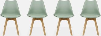 Sweeek Sweeek - Silla Escandinava Acero, Set De 4, Nils, Verde Celad&oacute;n, 47x55x81 Cm