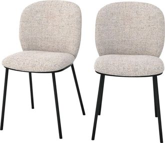 Rendez-Vous D&eacute;co Rendez-vous D&eacute;co - Set De 2 Sillas En Tejido Boucl&eacute; Beige - Ad&egrave;le