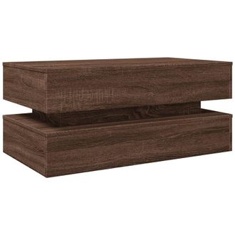 vidaXL Mesa De Centro Con Luces Led Marr&oacute;n Roble 90x50x40 Cm Vidaxl