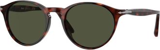 Persol Stijlvolle zonnebril met groene lenzen - Heren - Zonnebrillen - Bruin - 49 MM - Accessoires