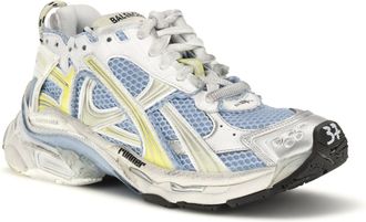 Balenciaga Womens Runner Mesh Sneakers Blu-Yellow-White Blu/yellow/white