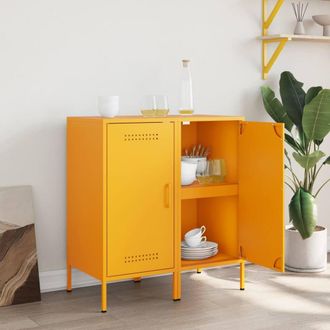 Berkfield Home Sideboards 2 pcs Mustard Yellow 36x39x79 cm Steel | Size: 36 x 39 x 79 cm