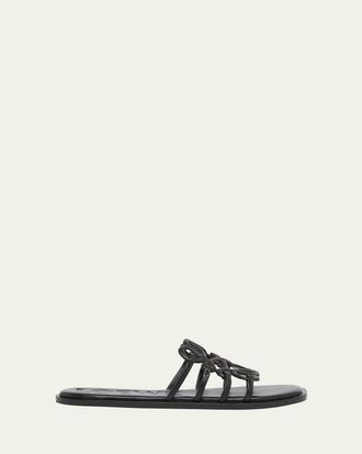 Loewe Petal Leather Anagram Slide Sandals