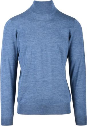 FILIPPO DE LAURENTIIS Merino Wol Coltrui Trui - Heren - Coltruien - Blauw - XL - Wol - Truien & Vesten