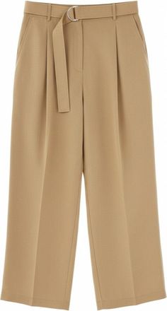 Paul Smith Neutrals High Waist Belted Lyocell-Linen Wide-Leg Pants