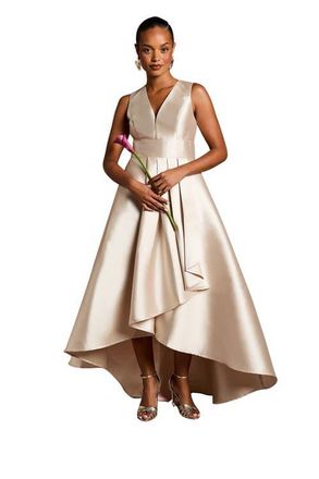 Coast Sleeveless Plunge Waterfall Maxi Dress in Champagne at Nordstrom, Size 4P