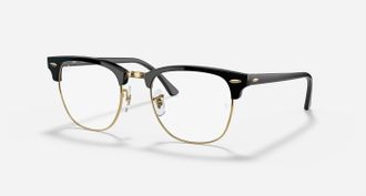 Ray-Ban Mens Rb3016 Clubmaster Blue-Light Clear Glasses In Polished Black