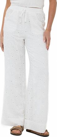 Esqualo Floral Embroidered Trousers In Off White